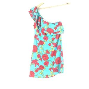 Billabong blue floral dress one shoulder M